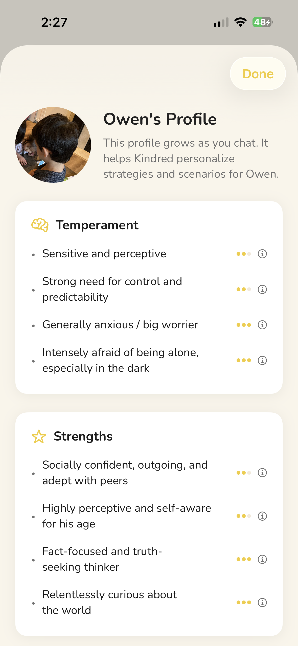 Child profile